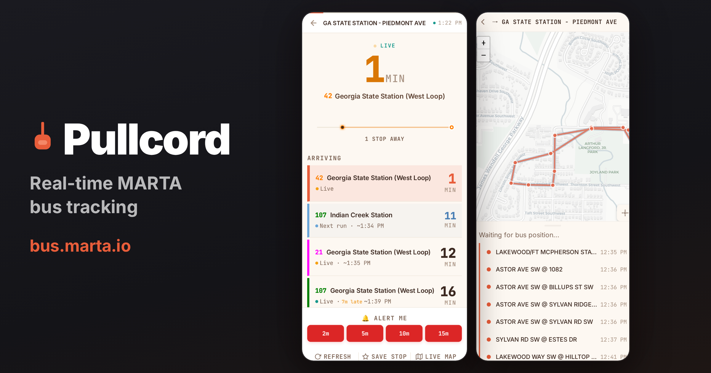 Pullcord — Real-time MARTA Bus Tracker